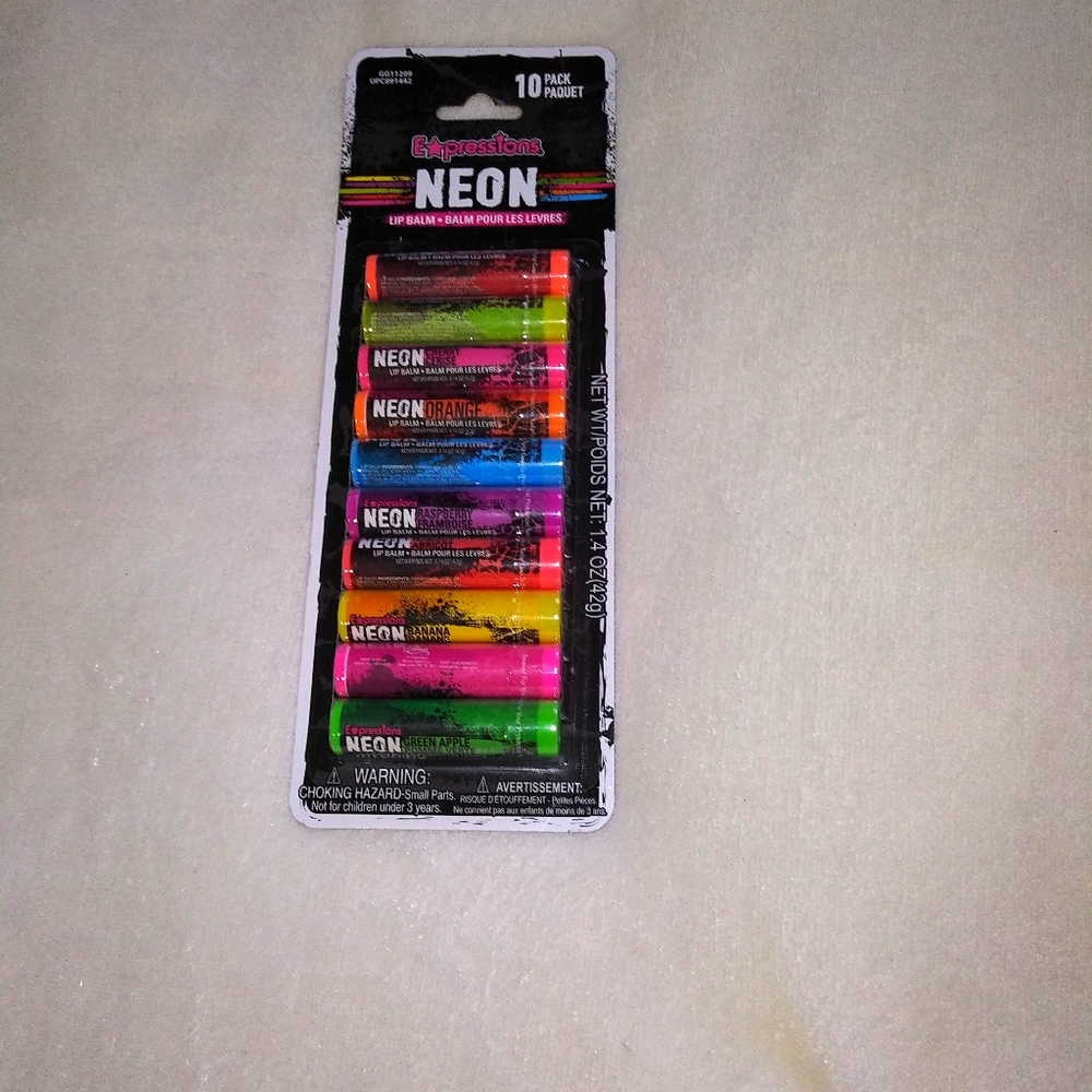 Expressions Neon Lip Balm 10 Pack NIB